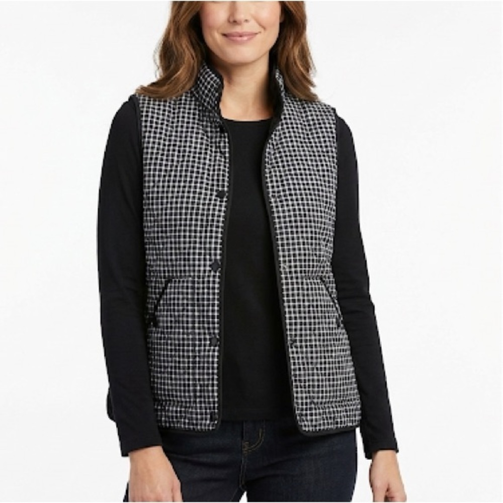 Lands End Womens Quilted Vest Snap Front Corduroy Collar M